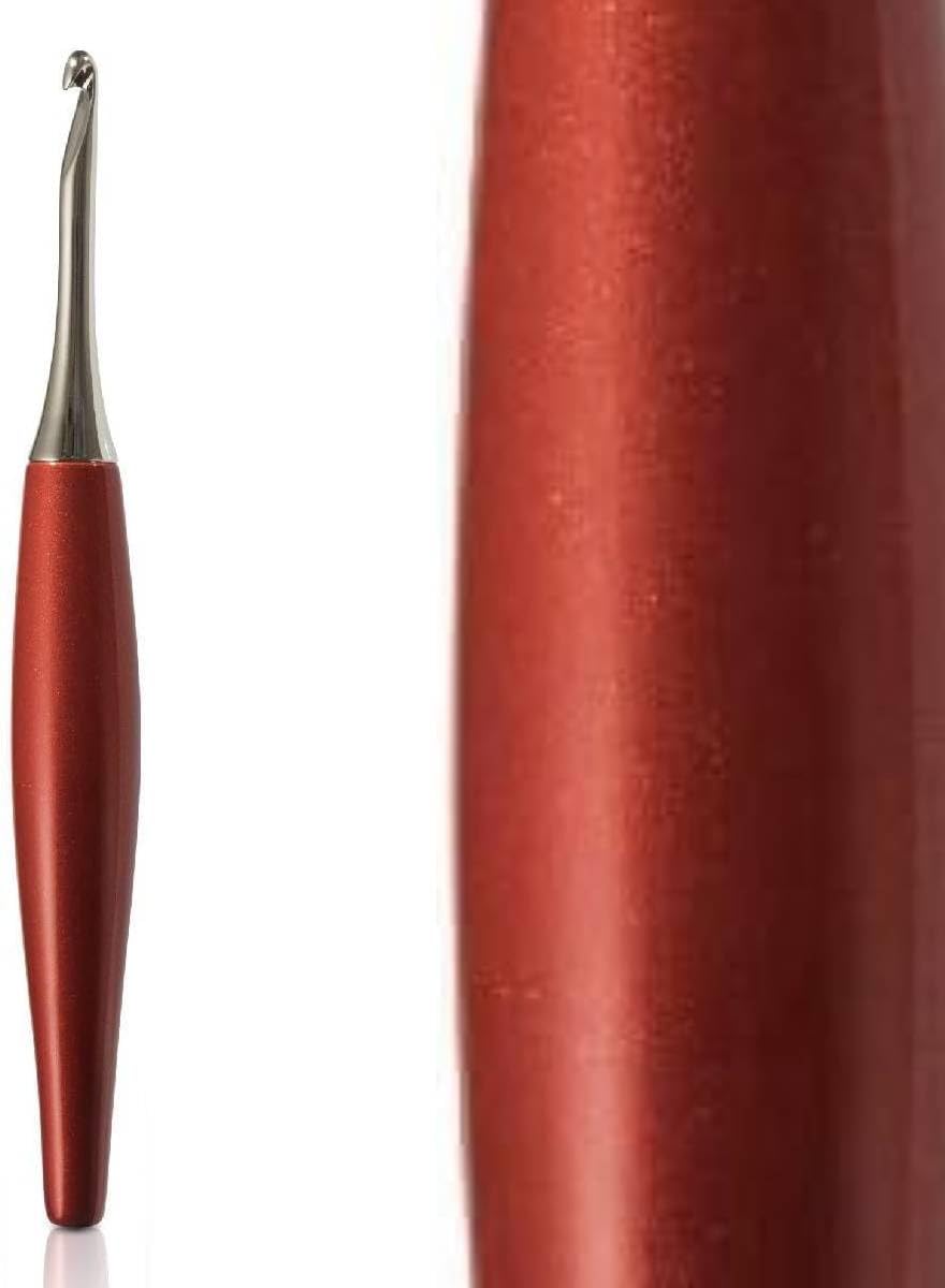 Furls Crochet Hook, Odyssey Red, Nickel Plated Tip for Effortless Glide, Ergonomic Handle Crochet Hooks 7" (Odyssey - Red, M - 8.00MM)