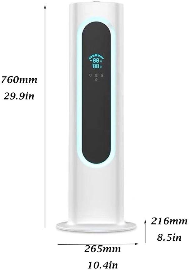 Floor-Standing Humidifier – 8L Water Tank – Timer and Waterless Auto Shut-Off – for Home Bedroom and Office Floor Humidifiers (Colour: Black) (White)