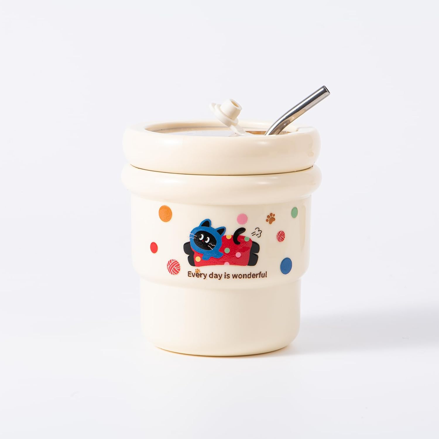 Stainless Steel Coffee Travel Mug with Lid, Reusable Double Walled Coffee Tumbler for Iced and Hot Drinks 15oz