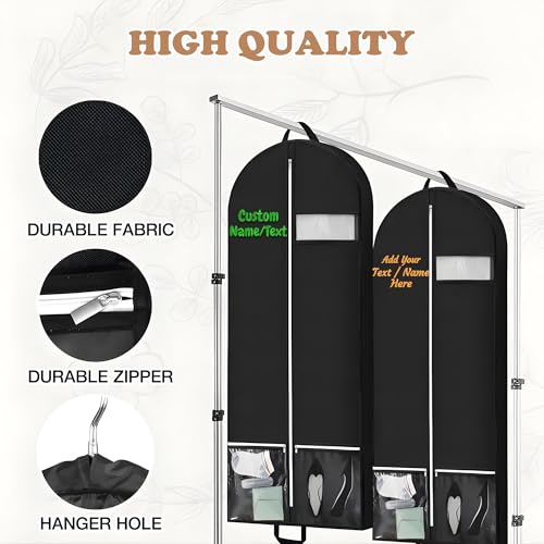 Personalized Garment Bags Prom Dress Bag for Teens, Embroidered Name/Text Garment Protector Cover for Wedding Dress, Suit, Dance Costumes, Coat, Brides Maids Dress Uniform Cover2