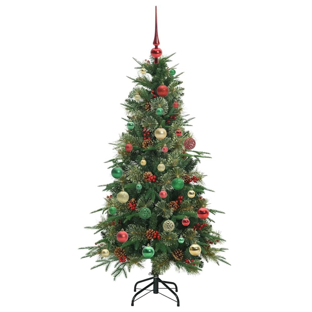 Sztuczna składana choinka, zielona, 150 cm, PE i PCW, wstępnie oświetlona 150 diodami LED, zasilana przez USB, do użytku wewnątrz i na zewnątrz, świąteczna dekoracja