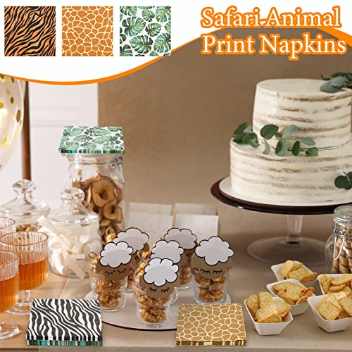 Gueevin LAU-GUEEVIN-215 100 Pieces Jungle Safari Animal Print Party Disposable Napkins Animal Print Paper Napkins Safari Napkins Jungle Safari Themed Party Napkins thumb #5