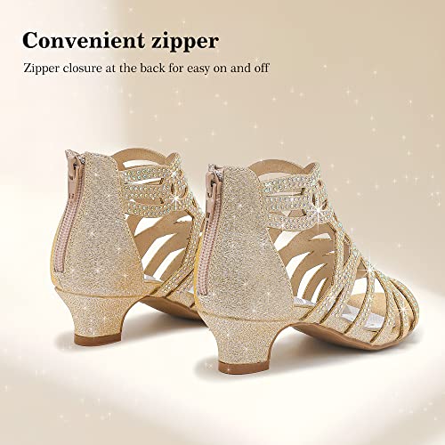 Little Girls Sandals High Heels Formal Shoes Open Toe Pump Sandals Glitter Party Wedding Shoes for Big Kids Toddler4