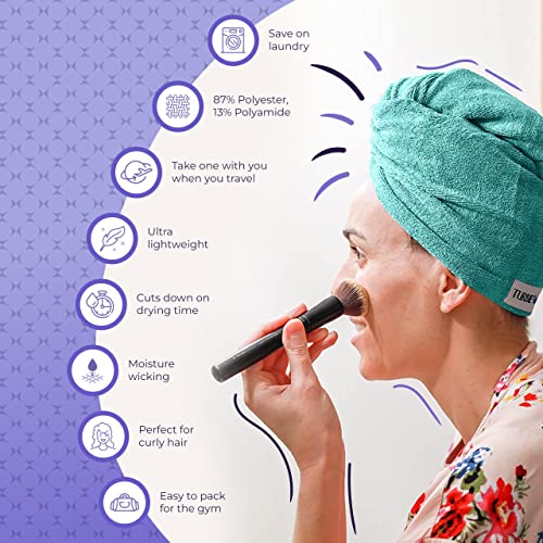 Turbie Twist Extra Long Microfiber Hair Towel Wrap For Women And Men | 2 Pack | Bathroom Essential Accessories | Quick Dry Hair Turban For Drying Curly, Long & Thick Hair (Pink, Mint) #TOP1