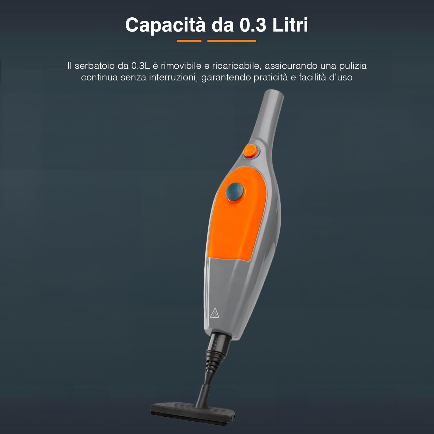 Balai à Vapeur 1500W - Avec 9 Accessoires - Réservoir 0,3L - Nettoyage Sols Et Tapis - Désinfection Vapeur - Couleur Gris/orange