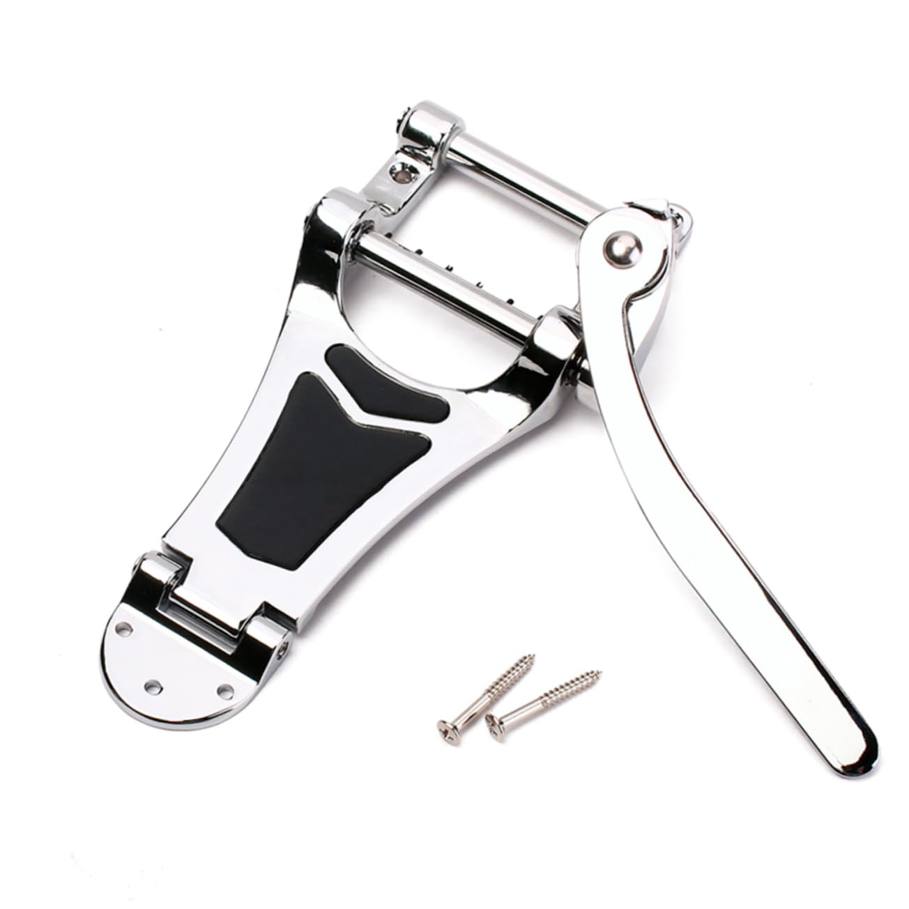 BESPORTBLE Tremolo Bridge Tailpiece for Archtop Hollow Body Jazz Guitar Chrome Finish Manual Style Roller Retaining Bar Design