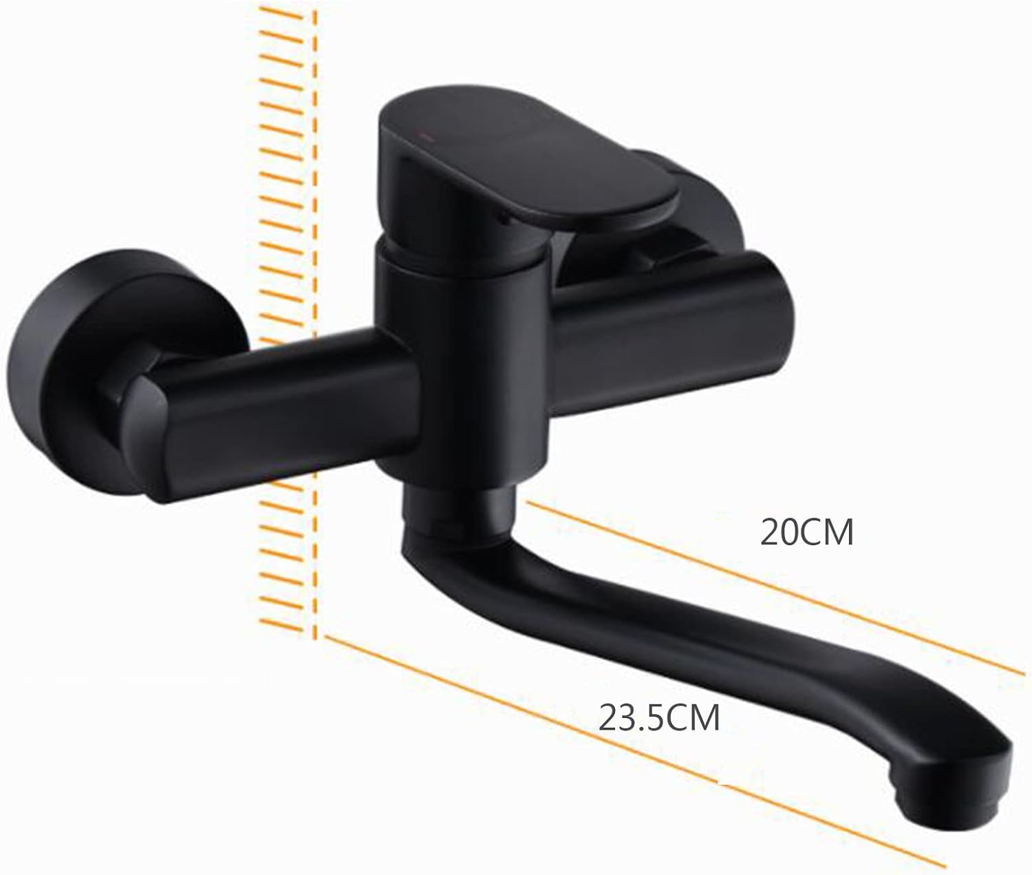 壁掛けキッチンタップキッチン蛇口、ブラック真鍮回転キッチン温水および冷水蛇口洗面器の蛇口-20cm  シンク蛇口、ブラック回転キッチン冷水蛇口蛇口ソリッド 真鍮洗面器スイベル蛇口壁マウントポットフィラーキッチン、バスルーム用(つや消しゴ  ポットフィラー真鍮 2 ...