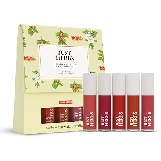 Just Herbs Matte Lipstick Set - Deep Red Shades - Hydrating