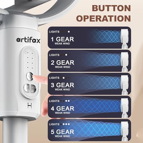Image of Artifax Personal Rechargeable Fan ART-B-11 | 2-in-1 Table & Pedestal Fan for Single Person Use | 8000mAh Battery | BLDC Motor | 5 Speeds | Remote Control | Type-C Charging Portable Fan