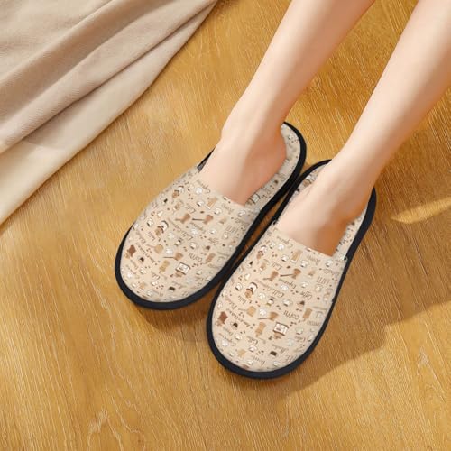 Coffee Time Print House Slippers For Women And Men,Soft Slippers With Memory Foam,Non-Slip Indoor Home Shoes4