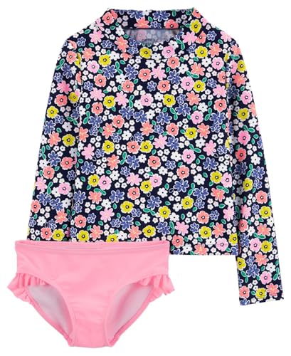 Image of Carter's Little Girls Floral Rashguard Set, 2 Piece - Pink, 4