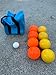 BuyBocceBalls Listing - Made in USA, Premium Quality Tournament Bocce Set - 110mm Orange and Yellow Balls, Nylon Bag, 998 Grams (2 lbs. 3.2 oz.). Various Bag Colors