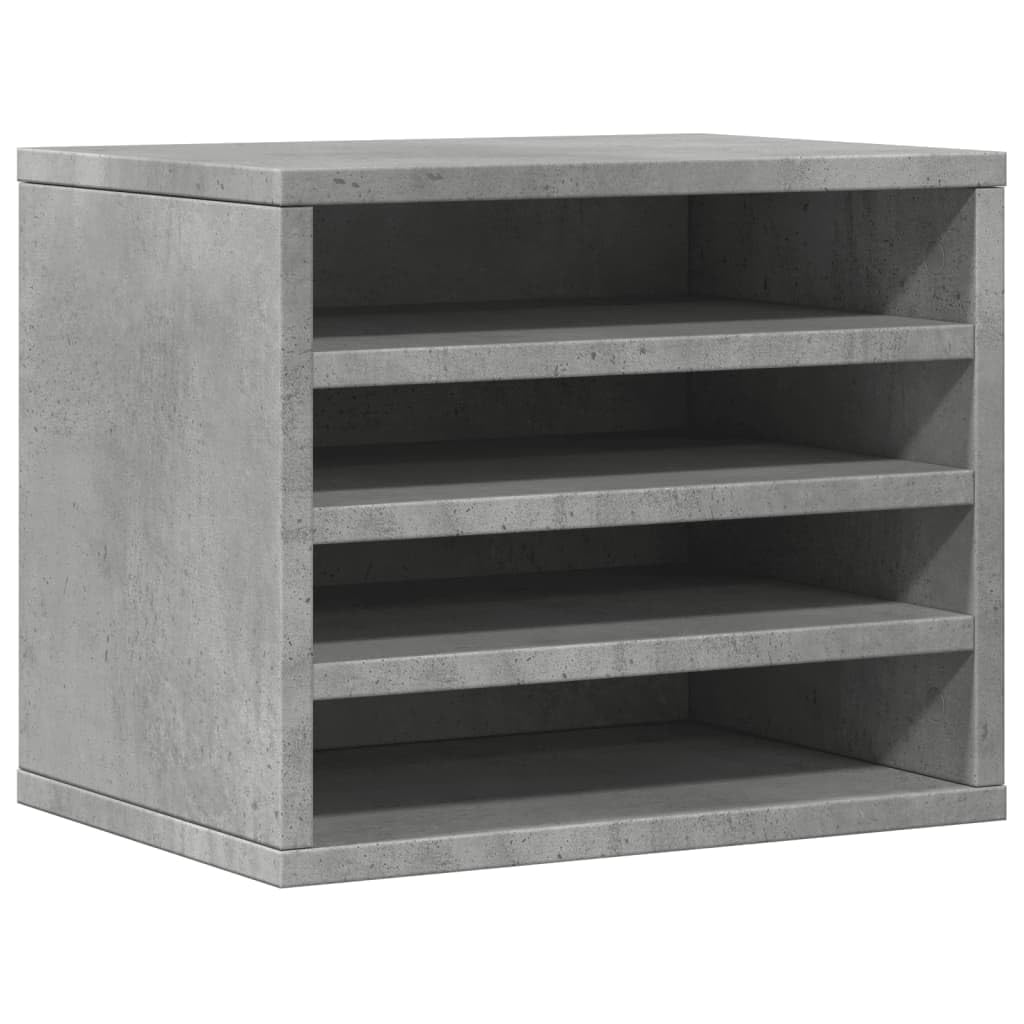 vidaXL Desk Organiser, Tray Organiser for Home and Office, File Organiser with Storage, Desktop Storage for Magazines, Concrete Grey Engineered wood