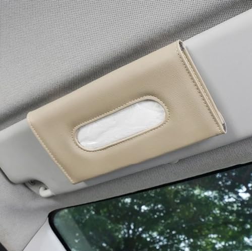 Image of Automaze Pu Leather Car Sun Visor, Seat Side Pocket Back Seat Tissue Napkin Box Holder, Interior Car Accessories (Beige)