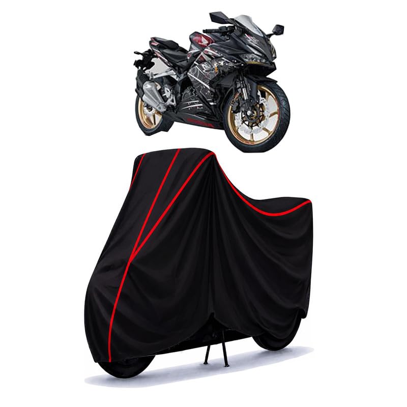 Image of CBR 300 R Water Resistant Bike Cover for All Motorcycles & Rain | Heavy Duty Taffeta Fabric | UV Protection, Dustproof, Scratchproof | All Weather Two Wheeler Body Cover with Elastic Bottom