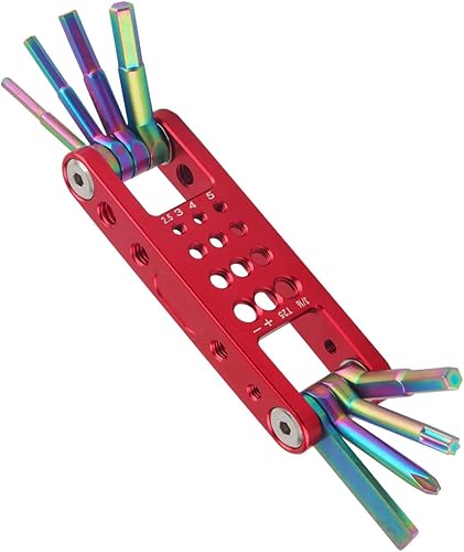 Juego de llaves Allen plegables multiherramienta para cámara, kit de destornilladores domésticos para fotografía 8 en 1 (rojo)