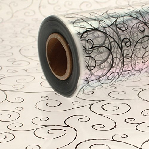 Wrappings and Bows Black Scroll Christmas Cellophane Gift Wrap. 10 metre roll