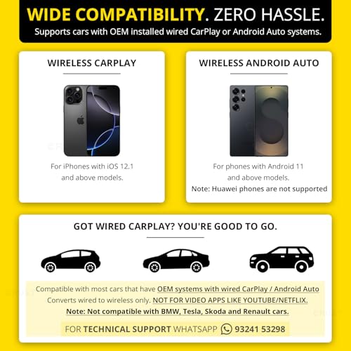 Image of CRUST AutoLink W20 Car Wireless Android Auto & CarPlay Adapter Receiver - Convert Wired to Wireless. Plug & Play. Bluetooth + 5GHz WiFi. USB A /C. for Cars with OEM Wired Android Auto /CarPlay