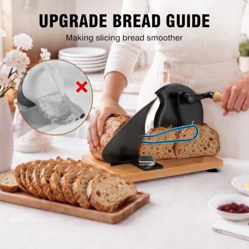 Image of vanerepok Manual Bread Slicer Adjustable Thickness for Homemade Sourdough | Hand Crank Bread Cutter with Scale & Stable Suction Cups & Wood Base for Even Slicing Perfect Baking Gift for Home Bakers