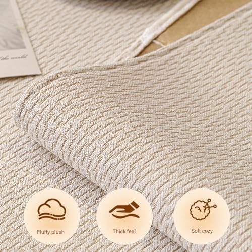 Housse de canapé en velours beige haute densité et texture peluche