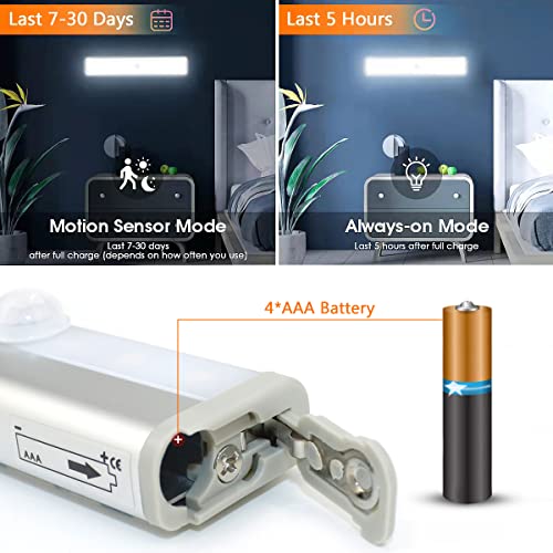 Image of 6 Pack LED Motion Sensor Lights, 10 LED Closet Battery Operated Lights, Stick-On Anywhere Magnetic Night Light Bar, Led Safe Light Indoor for Closet Stairs Wardrobe