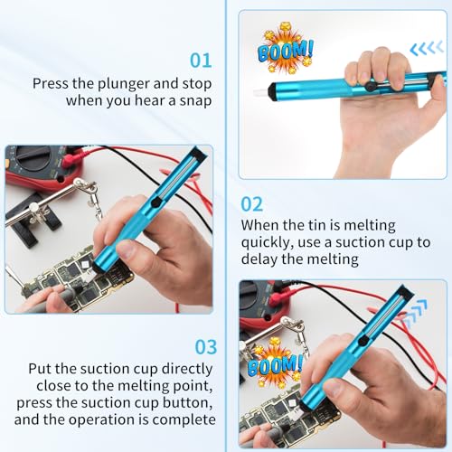 Image of 2 Pcs Desoldering Tool for Engineer, Solder Sucker Desoldering Pump Vacuum Pump Solder Removal Tool Solder Remover Soldering Sucker Tool for Solder Removing