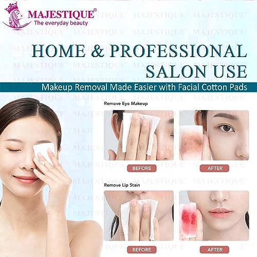 Image of Majestique Cotton Face Pads, Makeup Removing Cotton Wipes with Soft Touch for Eye, Face Cleansing Tissues, Pure Cotton Pad, Multifunctional, Cotton Pads for Face Toner - 460 Count / 1 Box