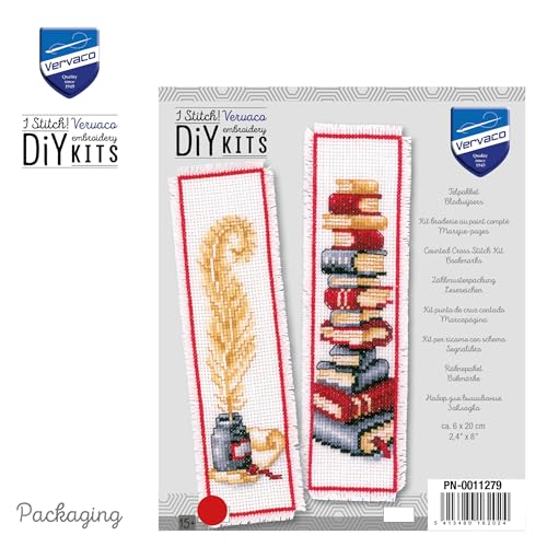 Image of Vervaco Cross Stitch Bookmark Kit Goose Feather 2.4 inch x 8 inch