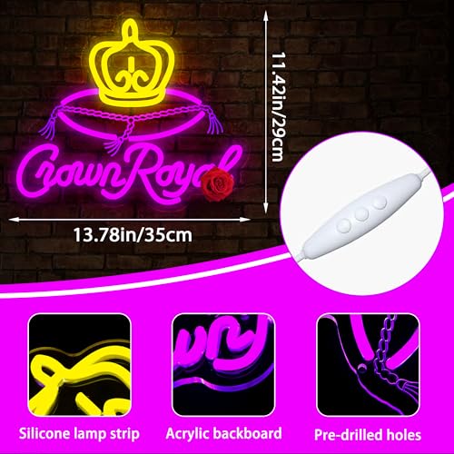 Image of Crown Neon Sign for Wall Decor Whisky Neon Light for Man Cave Bedroom Dimmable Led Business Signs Suitable for Bar Home Bar Store Bistro Party Club Restaurant Size13.7 * 11.4In(P132)