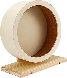 minkissy Roda De Corrida De Hamster De Madeira Roda De Exercício De Hamster De Madeira Roda De Corrida De Hamster Silencioso Brinquedo De Mastigar De Madeira Brinquedo De Roda De Madeira