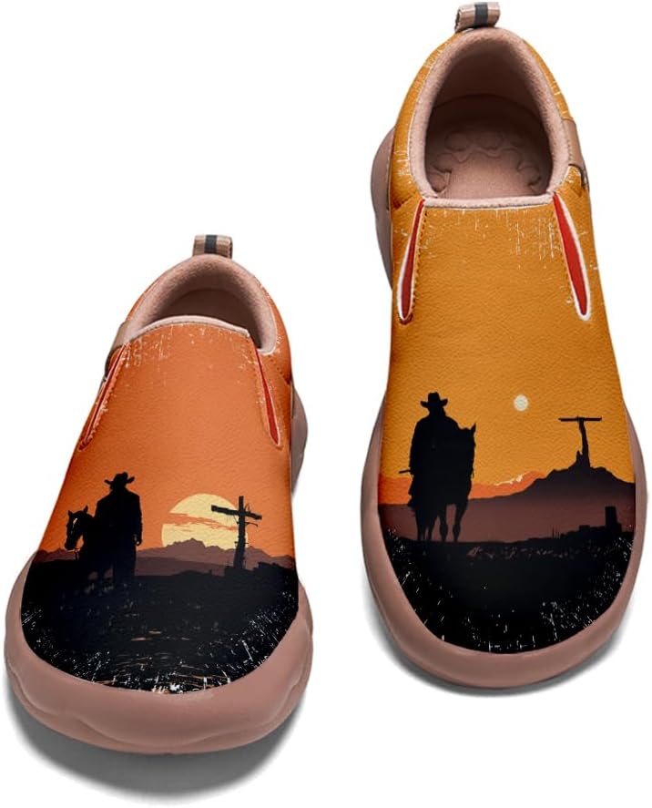 Kid's Casual Shoes Boys Girls Slip On Loafers Lightweight Soft Sole Anti-Slip Sneakers with Western Cowboy Vibes