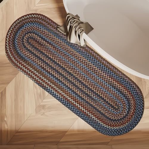 Rhody Rug Astoria AS82 Black Rock 2 x 6 Oval Runner Durable Braided Area Rug Home Decor Floor Mat or Kitchen Rug Easy Care Ideal for High Traffic Areas Made in USA