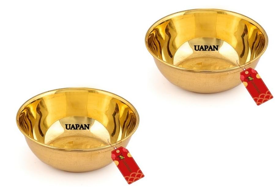 UAPAN Pure Brass Bowl Katori for Pooja, Festivals, Prasad and Dessert (Pack of 2)-image-14