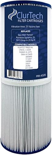 ClurTech FRX-4326 Pentair Rainbow Dynamic - Cartucho de filtro de repuesto para piscina o spa de 25 pies cuadrados, paquete de 1, color blanco