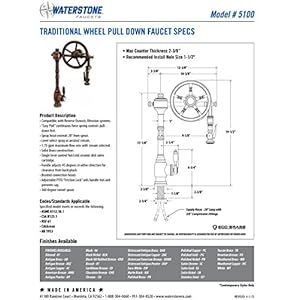 Waterstone 5100-AB Traditional The Wheel Pull Down Kitchen Faucet Antique Brass Waterstone 5100 AB Traditional The Wheel Pull Down Kitchen Faucet Antique Brass