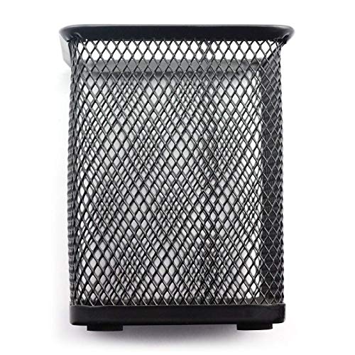 Taodan Black Pen Holder Desktop Organizer Student Stationery Office Supplies Square Shape Hollow Out Metal Mesh Pencil Container #TOP1