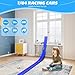 16FT Flexible Race Track with 4 Cars - DIY Car Ramp Track for Jumps, Loops, Ramps - Portable Roll-Up Dual Racetrack for Indoor Outdoor Play, Ages 3+ (Blue)