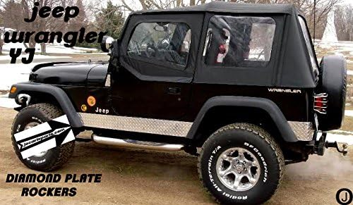 Miniatura 2 de Se adapta a Jeep YJ Diamond Plate Side Rocker Panel sin recortes, juego de 2.6 pulgadas de ancho