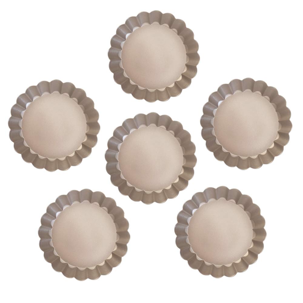 AQIMY Mini tart pans 4 inch Non Stick Quiche Pan Baking Molds, Set of 6