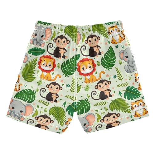 Boys Swim Trunks Elephant Tiger Forest Animal Kids Swim Shorts Quick Dry Bathing Suit Toddler Swimsuit Size from 2T to 14/162