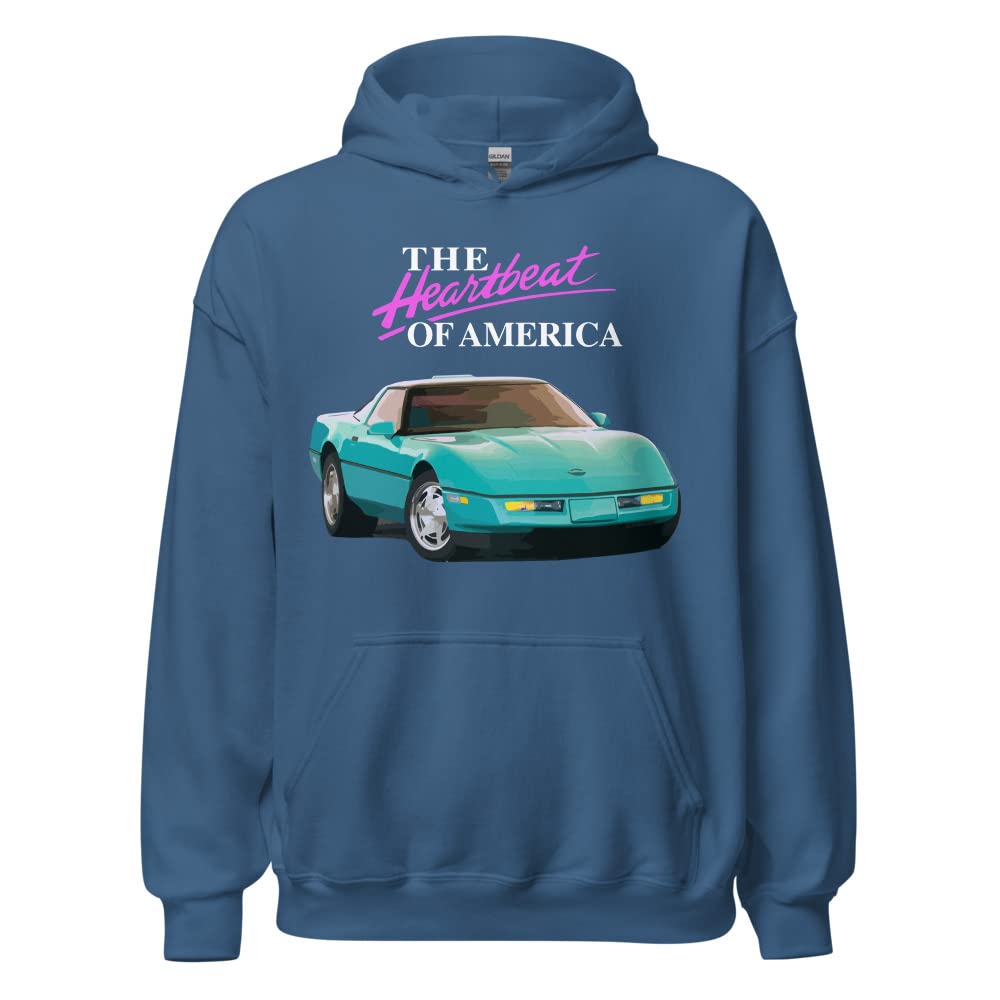 1990 samochód sportowy bicie serca Ameryki retro Miami Nights Car Club Chillwave niestandardowa bluza z kapturem indygo