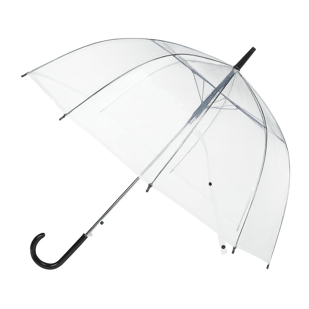 Générique Parapluie Transparent, 85 cm de Diamètre, PVC Imperméable, Manche Noir, Protection Soleil et Pluie, Ombrelle Mariage, Parapluie de la Mariée