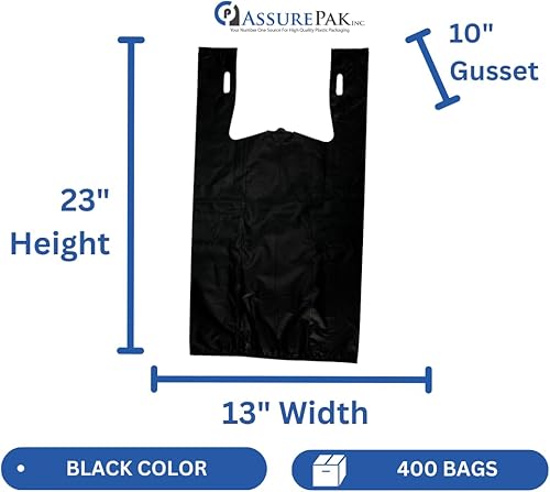 Miniatura 2 de Bolsas para camisetas sin impresión extra resistentes para venta al por menor, mercancía, industrial, construcción, patio, 15 BBL - 13 x 10 x 23