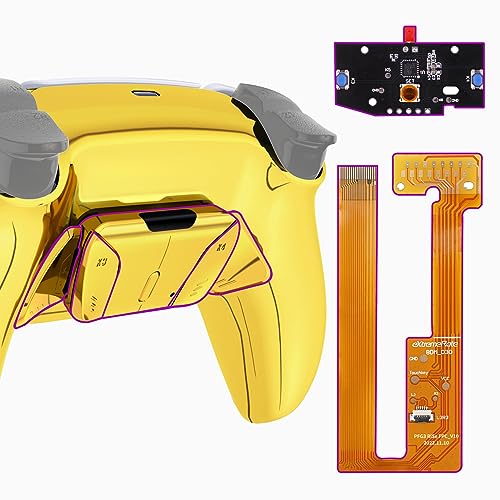 eXtremeRate Chrome Gold Programable RISE4 Remap Kit for PS5 Controller BDM-030 040 050 Models, Upgrade Board & Redesigned Bottom Shell & 4 Back Buttons for PS5 Controller - NO Controller