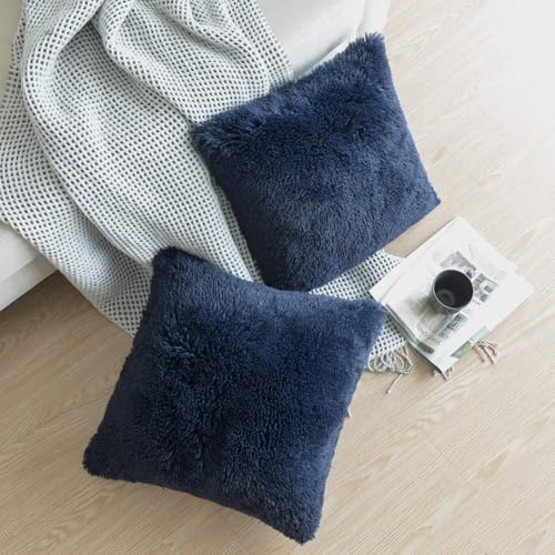 Image of Faux Fur Throw Pillow Covers for Couch Decorative Pillows 24x24 Inches