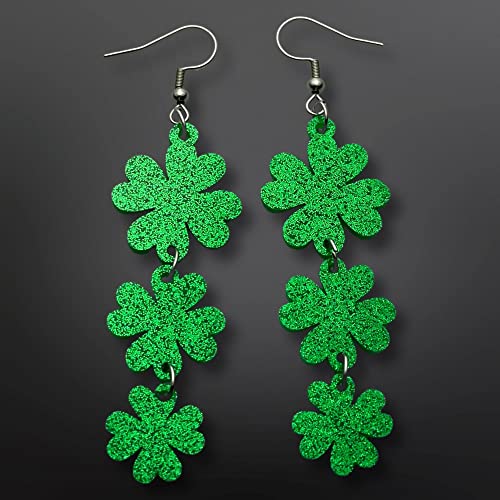 Soul Statement Women's Saint Patrick's Day Jewelry, Clover Shamrock Earrings, Green Glitter St Patty's Accessories (Green Shamrock Dangles) - Image 4