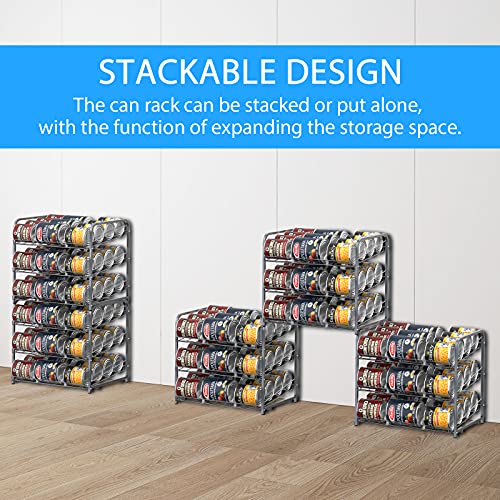 Haitral 2 Pack Can Rack Organizer, 3 Tier Stackable Can Storage Dispenser Holder, For Food Storage, Countertops Or Kitchen Cabinets, Storage For 36 Cans (Each), Chrome #TOP3