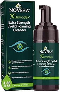 Demodex Eyelid Cleanser Foam | Extra Strength Tea Tree Oil Formula | Daily Face Wash For Eyelash, Demodex, MGD, Stye Eyes, Eye Irritations & Skin Dryness, 3.38 fl oz (100ml)