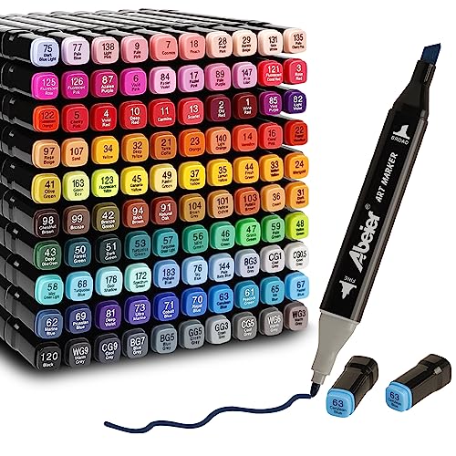 100 Farben Marker Set Filzstifte Set, Alkohol Marker Twin Tip Marker Textmarker Stift, Alkoholmarker für Kinder Erwachsene Manga Skizzieren Kalligraphieren, Ausmalen mit Tragetasche