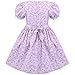 Girls Dress Purple Floral Lace Pocket Vintage Puff Sleeve Classic Retro Size 8